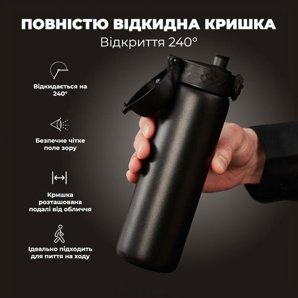 Пляшка для води багаторазова металева&nbsp;вакуумна ION8&nbsp;500 мл Black I8TS500BLK фото