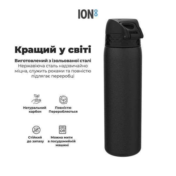 Пляшка для води багаторазова металева&nbsp;вакуумна ION8&nbsp;500 мл Black I8TS500BLK фото
