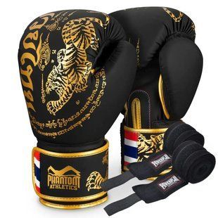 Боксерські рукавиці Phantom Muay Thai Black Gold 12 унцій (Бинти 4м. в подарунок) PHBG2938-12 фото