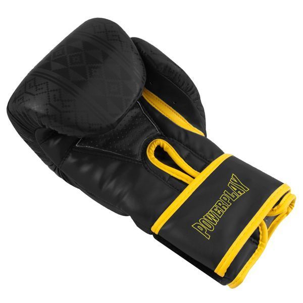 Боксерські рукавиці PowerPlay 3021 Ukraine Чорно жовті 12 унцій PP_3021_12oz_Black/Yellow фото