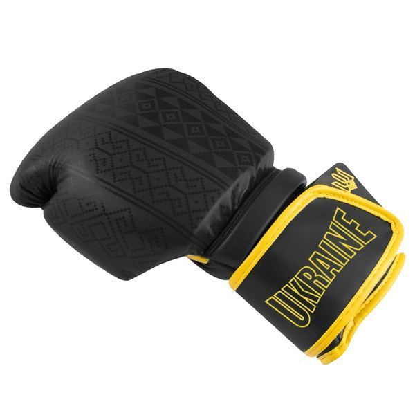 Боксерські рукавиці PowerPlay 3021 Ukraine Чорно жовті 14 унцій PP_3021_14oz_Black/Yellow фото