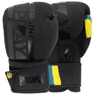 Боксерські рукавиці PowerPlay 3021 Ukraine Чорні 10 унцій PP_3021_10oz_Black фото