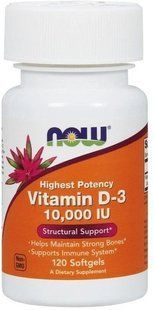 Вітамін д3 Now Foods Vitamin D-3 10000 IU 120 softgel Now_10000D3_120 фото