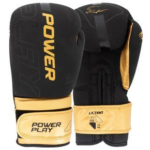 Боксерські рукавиці PowerPlay 3024 Ultra Mat Чорно-Золоті 12 унцій PP_3024_12oz_Bl/Gold фото