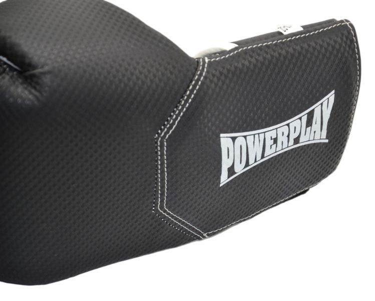 Боксерські рукавиці PowerPlay 3011 чорно-білі карбон 14 унцій PP_3011_14oz_Bl/White фото