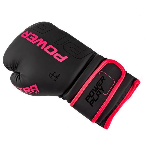 Боксерські рукавиці PowerPlay 3024 Ultra Mat Чорно-Рожеві 10 унцій PP_3024_10oz_Bl/Pink фото
