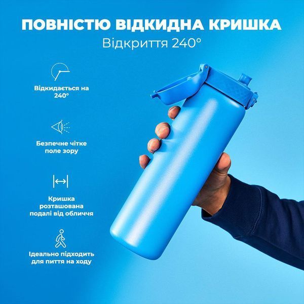 Пляшка для води багаторазова металева&nbsp;вакуумна ION8&nbsp;920 мл Blue I8TS1000BLU фото