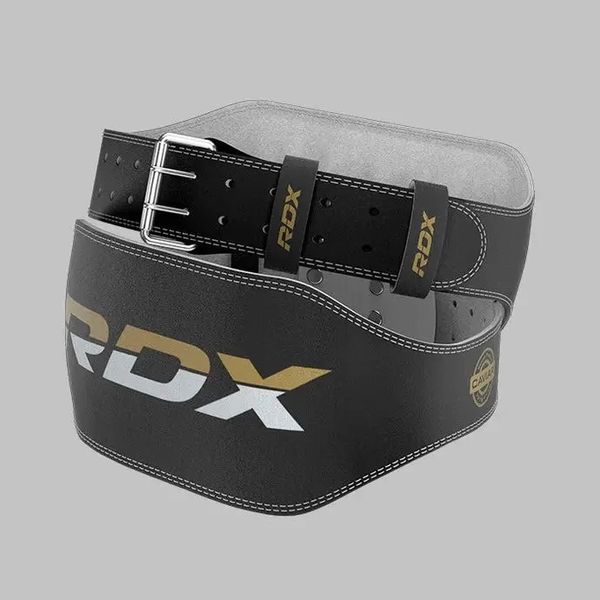 Пояс для важкої атлетики RDX 6 шкіряний Black Gold 2XL WBS-6RB-2XL фото