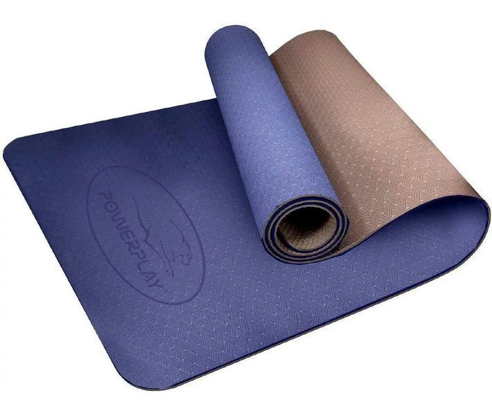 Коврик для йоги і фітнесу PowerPlay 4150 Premium TPE 183x61x0.6 см Синій PP_4150_Blue фото