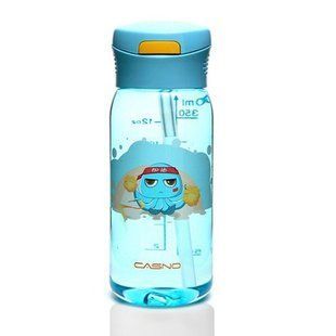 Пляшка для води багаторазова CASNO 400 мл KXN-1195 Синя восьминіг з соломинкою KXN-1195_Blue фото