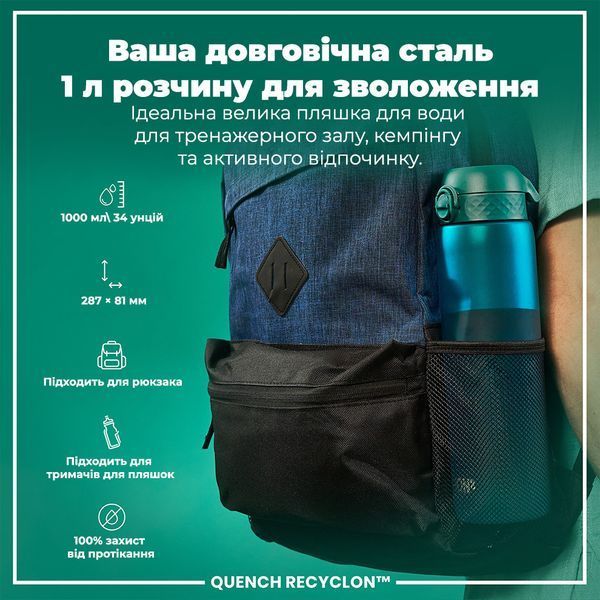 Пляшка для води багаторазова ION8&nbsp;1000 мл BPA Free Aqua I8RF1000AQU фото
