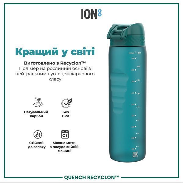 Пляшка для води багаторазова ION8&nbsp;1000 мл BPA Free Aqua I8RF1000AQU фото