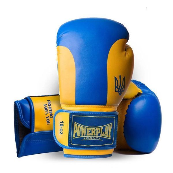 Боксерські рукавиці PowerPlay 3021 Ukraine синьо-жовті 8 унцій PP_3021_8oz_Blue-Yellow фото