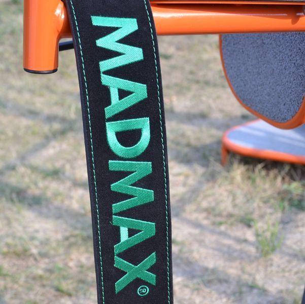 Пояс для важкої атлетики MadMax MFB-301 Suede Single Prong шкіряний BlackGreen L MFB-301_L фото