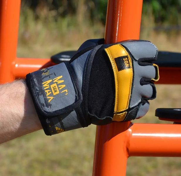 Рукавички для фітнесу MadMax MFG-880 Signature Black/Grey/Yellow S MFG-880_S фото