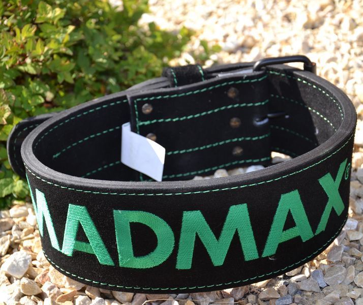 Пояс для важкої атлетики MadMax MFB-301 Suede Single Prong шкіряний BlackGreen L MFB-301_L фото
