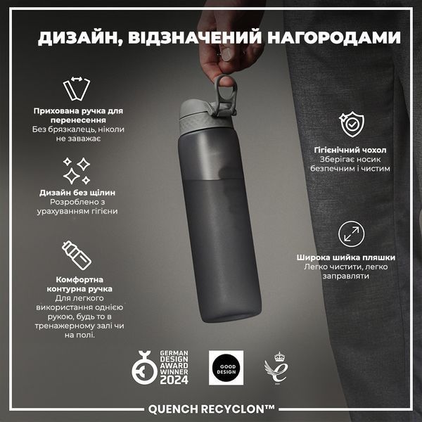 Пляшка для води багаторазова ION8&nbsp;1000 мл BPA Free Grey I8RF1000GRY фото