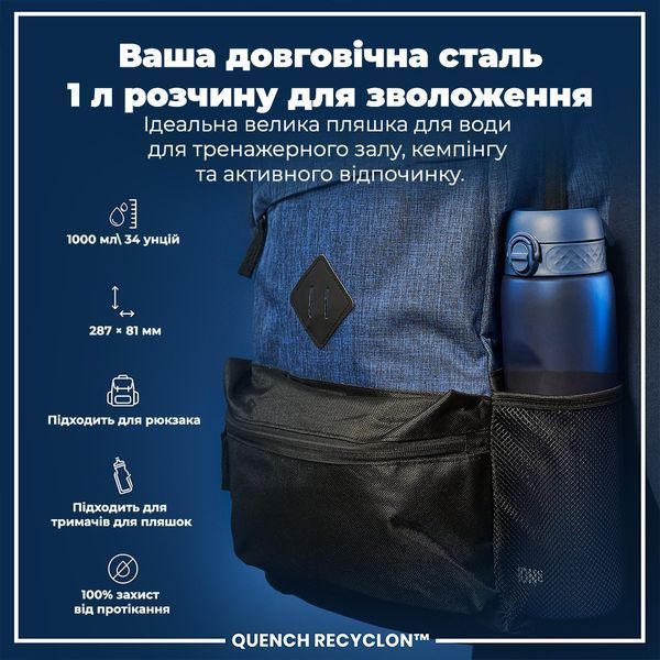 Пляшка для води багаторазова ION8&nbsp;1000 мл BPA Free Navy I8RF1000NAV фото