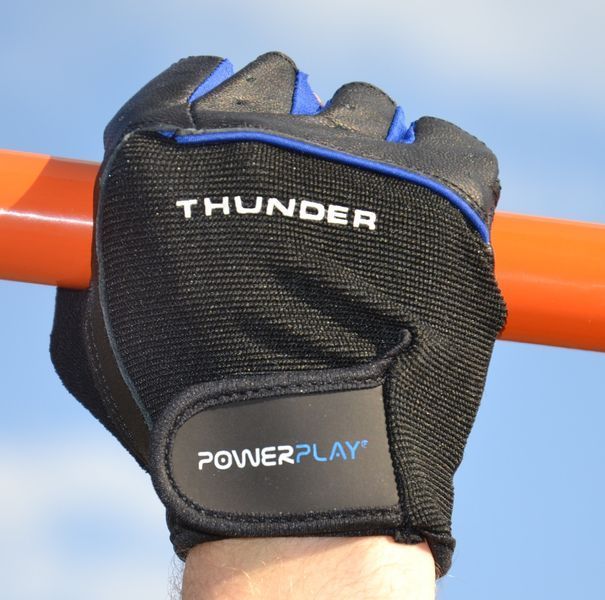 Рукавички для фітнесу PowerPlay 9058 Thunder чорно-сині S PP_9058_S_Thunder фото