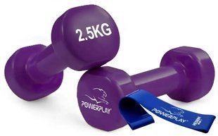 Гантелі вінілові PowerPlay 4125 Achilles 2х2.5 кг. Фіолетові (пара - 2шт.) PP_4125_2.5kg_2in фото