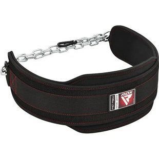 Пояс для обтяжень з ланцюгом RDX T7 Pro Dipping Belt 2 Layer неопреновий Black WDB-T7B фото