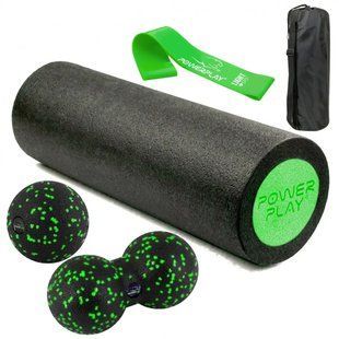 Набір для масажу та йоги PowerPlay PP_4094 EPP (Ролик 30х15 + 2-ва мячі) Green PP_4094_Green фото