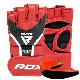 Рукавиці для ММА RDX AURA PLUS T-17 Red/Black M (капа в комплекті) GGR-T17RB-M+ фото