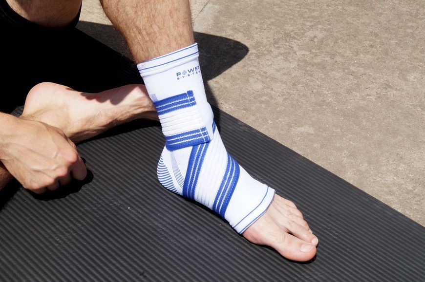 Спортивний бандаж на гомілковостоп Power System Ankle Support Pro PS-6009 BlueWhite LXL PS-6009_L/XL_White-Blue фото