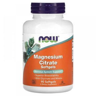 Вітамін магній Now Foods Magnesium Citrate 90 softgel Now-mag-90 фото