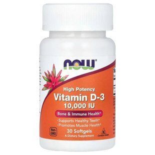 Вітамін д3 NOW Vitamin D-3 10000 IU (30 softgel) Now-d3-10000-30 фото