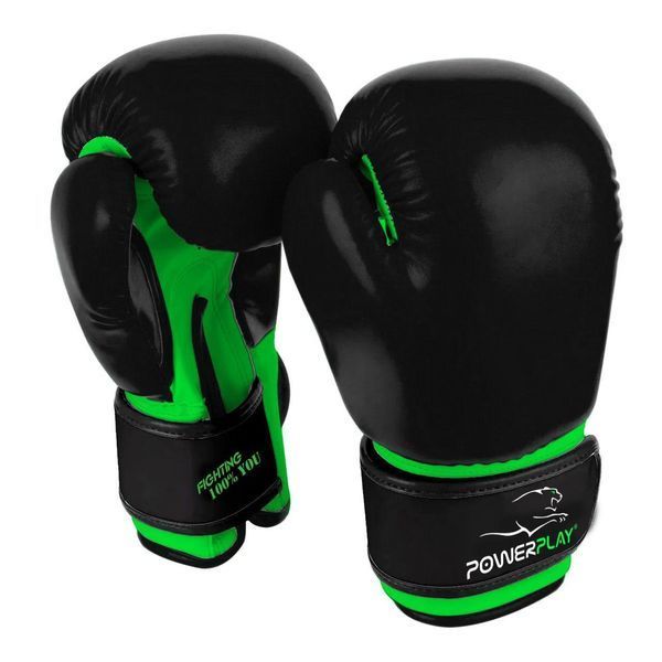 Боксерські рукавиці PowerPlay 3004 JR чорно-зелені 6 унцій PP_3004JR_6oz_Black/Green фото
