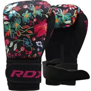Боксерські рукавиці RDX FL-3 FLORAL BLACK-8 унцій (капа в комплекті) BGR-FL3-8OZ фото