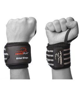 Кистьові бинти PowerPlay 3081 Medium Level 1 чорно-сірі PP_3081_Grey фото